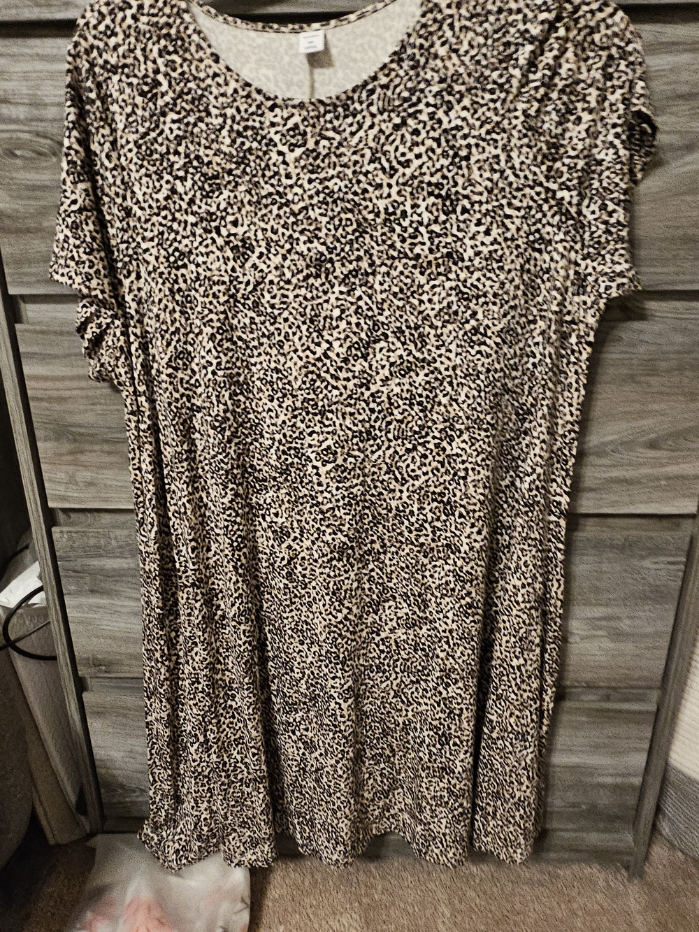 Leopard Print Women's Swing Dress - Beige/Black Cheetah Print